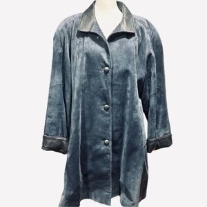 A PRO PEAUX Vintage Navy Suede Leather Coat NEW with Tags Size XL Roomy